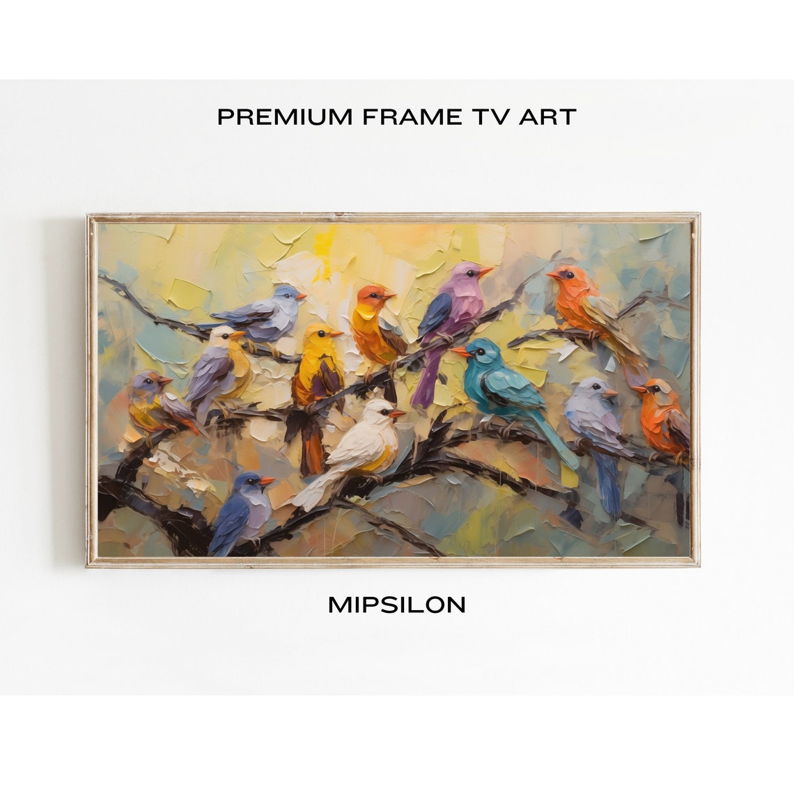 Colorful Birds Frame TV Art, Spring Samsung Frame Tv Art, Nature Screen ...
