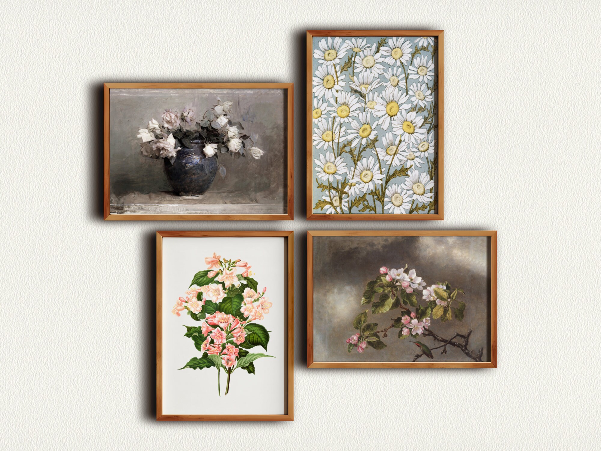 Vintage Floral Wall Art Set 9, Printable Gallery Wall Art Set, Living ...