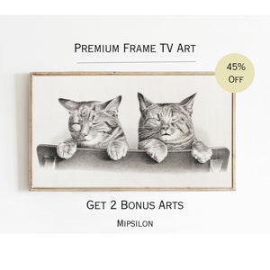 Vintage Frame TV Art, Samsung Frame Tv Art Cat, Digital Vintage Art, Pets Frame Tv Art, Calm Frame Tv Art, Charming Frame tv art