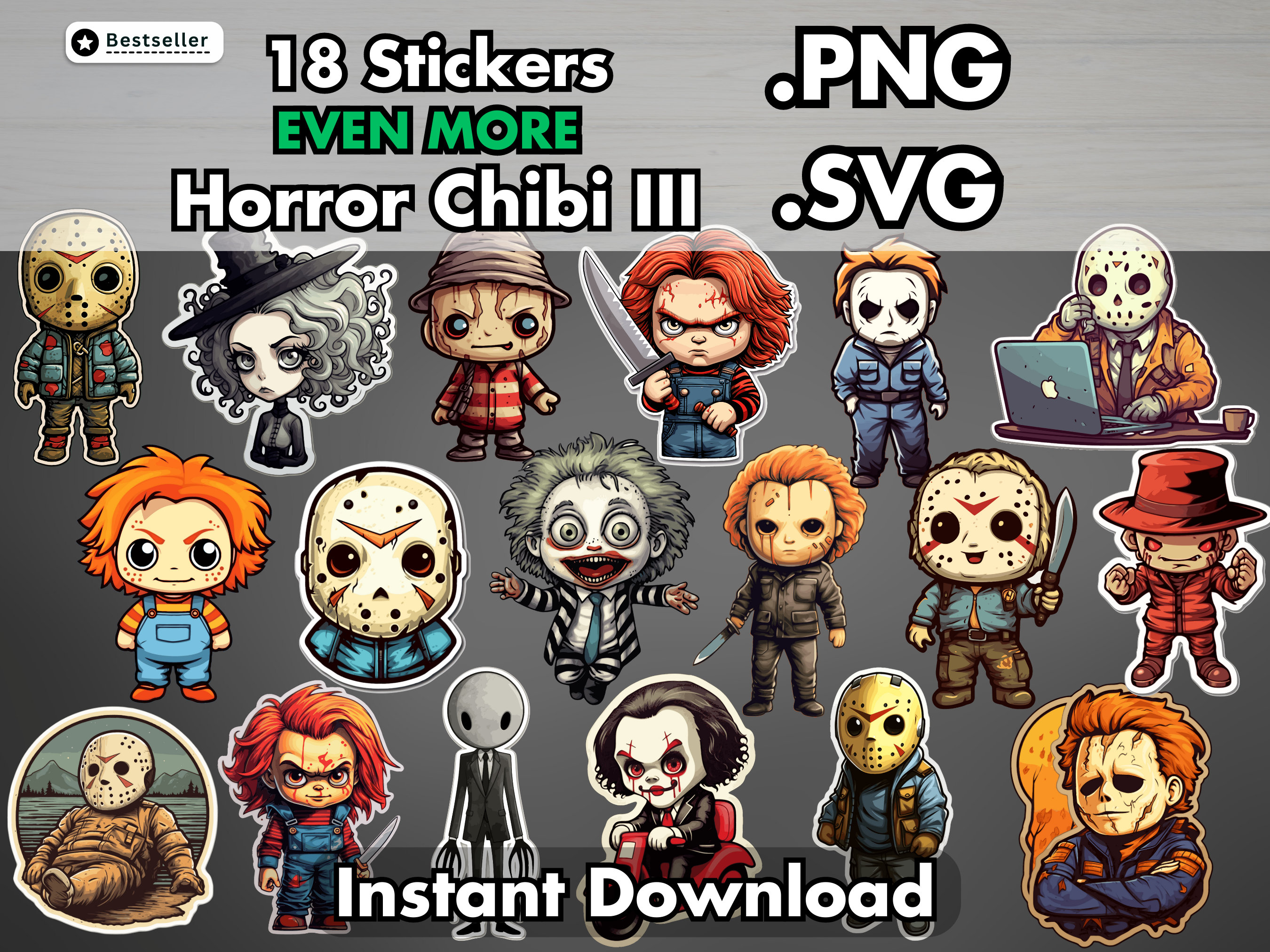 Horror PNG Stickers Bundle 18 Even MORE Iconic Chibi Horror - Etsy ...