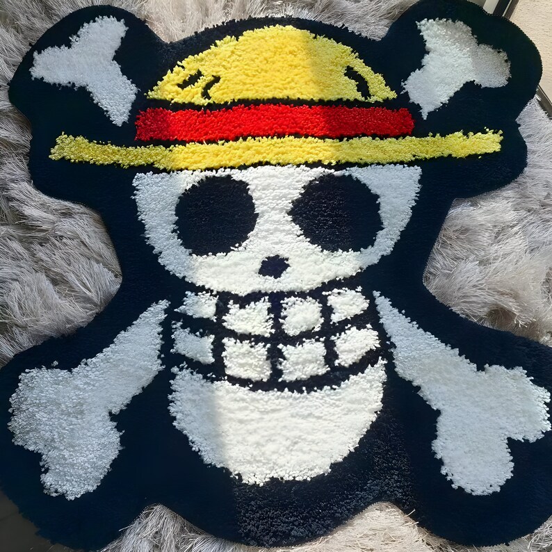 One Piece Luffy Pirate Tufted Rug Anime Mange Straw Hat Etsy