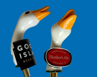 Set Of 2 Goose Head Beer Tap Handles Goose Island Beer Company EST 1988 And Goose Island Honker’s Ale Chicago Illinois, Barware, Man Cave