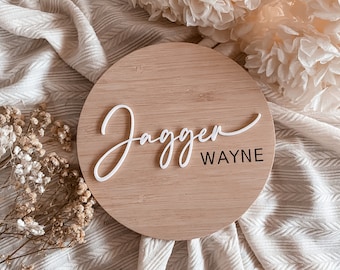 Personalised wooden birth announcement name sign