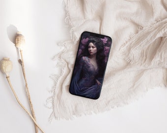 Phone wallpaper, Lady in Purple Digital Wallpaper, Floral Wallpaper, Mobile Background, Aesthetic Wallpaper, Mobile Wallpaper