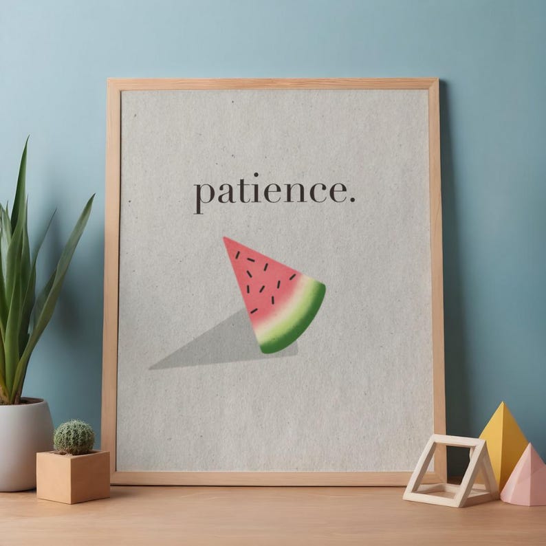 Watermelon Scripture Patience Watermelon Print – Christian Bible Verse, Minimalist Art Fruit ...