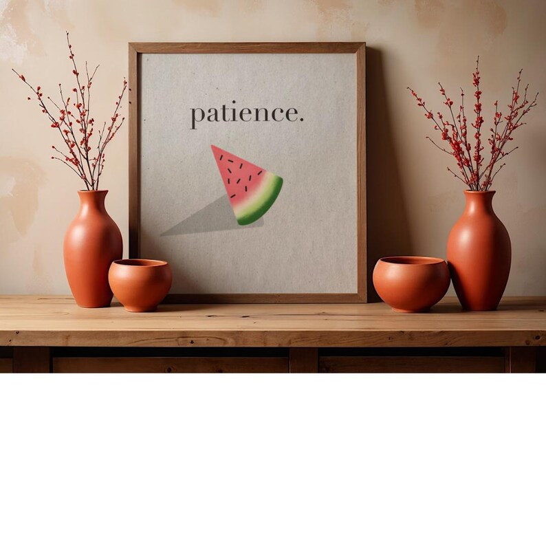 Watermelon Scripture Patience Watermelon Print – Christian Bible Verse, Minimalist Art Fruit ...