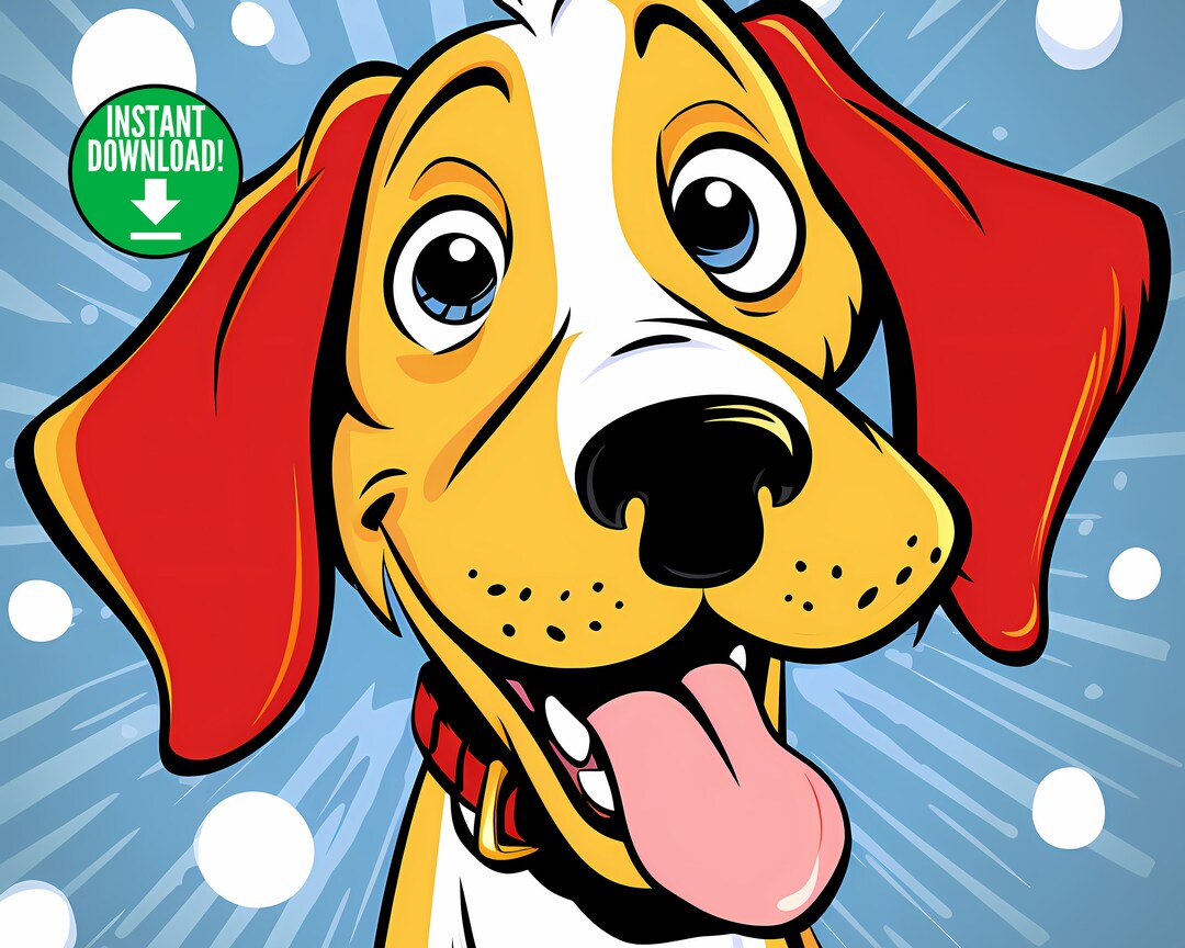 Bo, Cute Whimsical Dog Prints, Whimsical Dog Print, Dog Digital ...