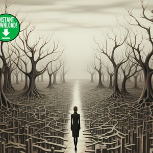 Woods of Sorrow, Surreal Art, Surreal Wall Art, Surreal Art Print , Digital Prints Wall Art Surreal, Printable Wall Art, AI Digital Art