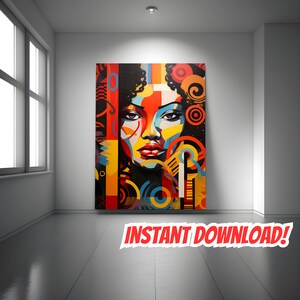 Abyss of Beauty, Digital Download, Afro Woman | Black Art| Pop Art Afro Woman | Black Art Bohemian Wall Decor| African American Art