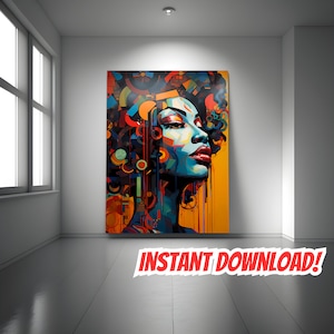 Soulful Swirls, Digital Download, Afro Woman | Black Art| Pop Art Afro Woman | Black Art Bohemian Wall Decor| African American Art