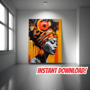 Queen of Hope, Digital Download, Afro Woman | Black Art| Pop Art Afro Woman | Black Art Bohemian Wall Decor| African American Art