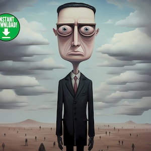 Negocios como de costumbre, arte surrealista, arte de pared surrealista, impresión de arte surrealista, impresiones digitales arte de pared surrealista, arte de pared imprimible, arte digital AI