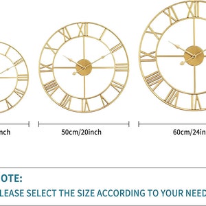 Large Wall Clock Metal Retro Roman Numeral Clock, Modern Round Wall Clocks Almost Silent, Easy to Read for Living Room/Home/Kitchen/Bedroom