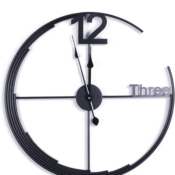 Large Round Black Wall Clock Etsy