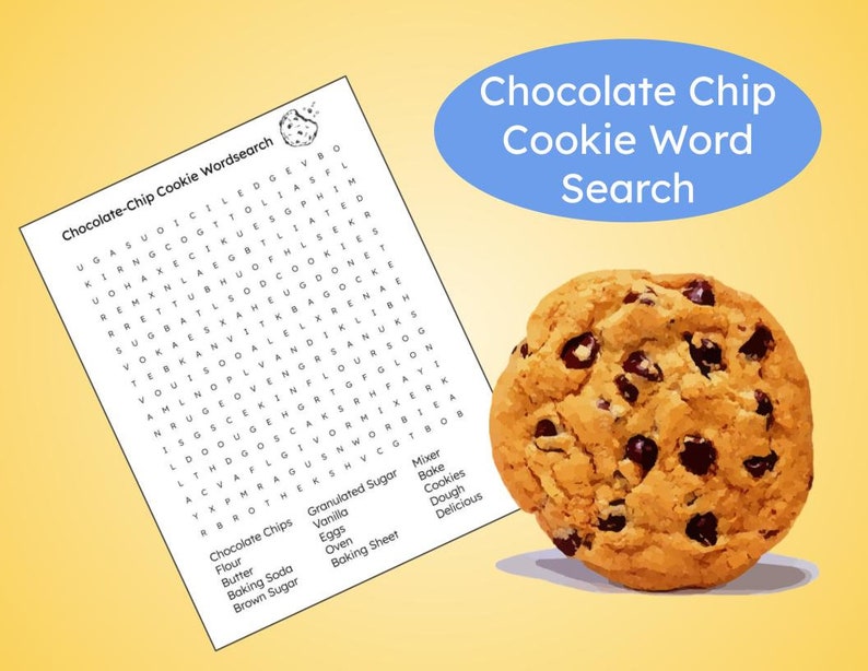 Chocolate Chip Cookie Wordsearch | Download | Dessert Wordsearch ...