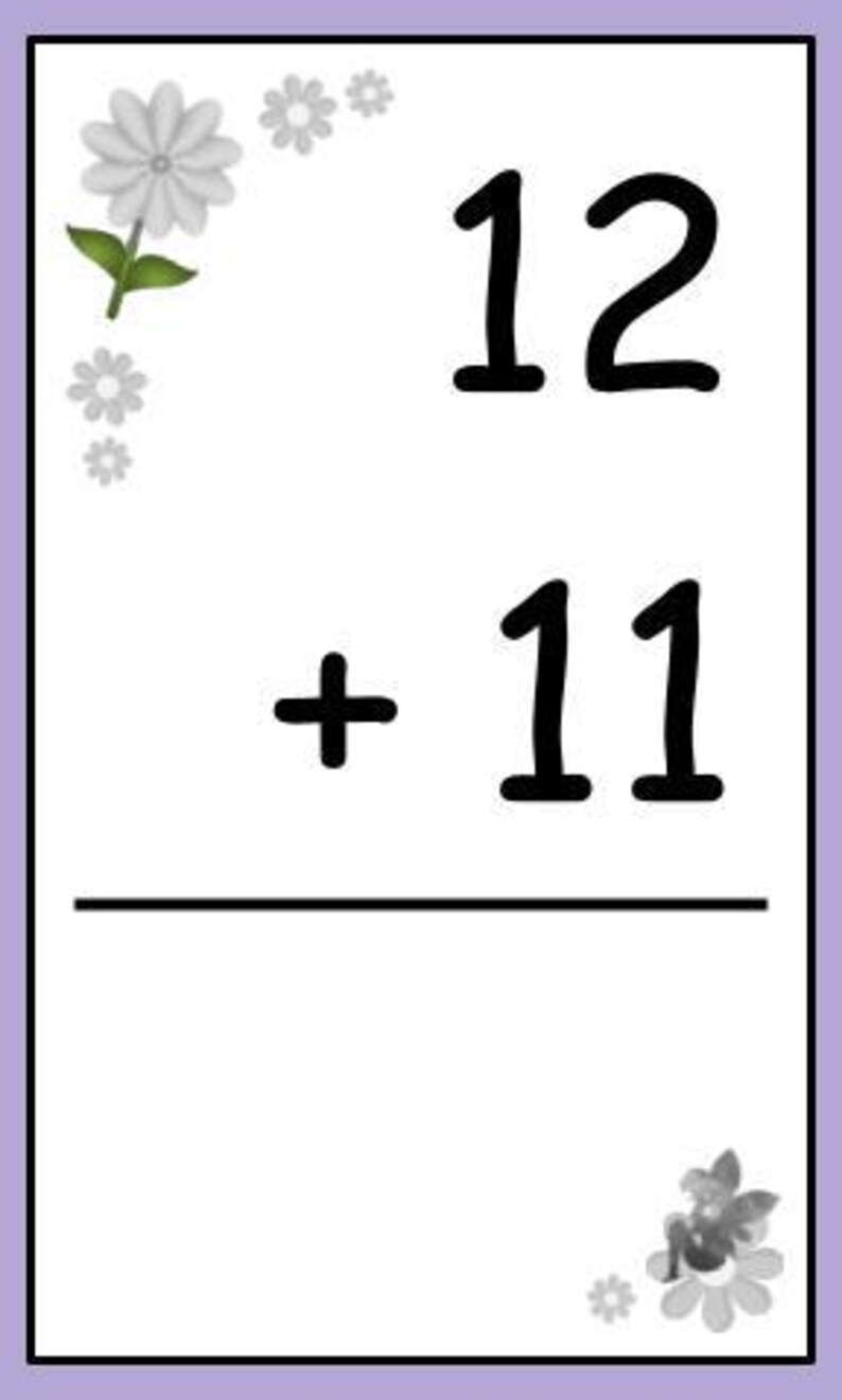 Addition Flash Cards for Kids! DOWNLOAD! 144 Cards, Addends 1-12 ...