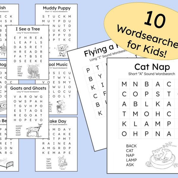 Word Search 1st Grade Etsy Word Search 1st Grade Etsy
