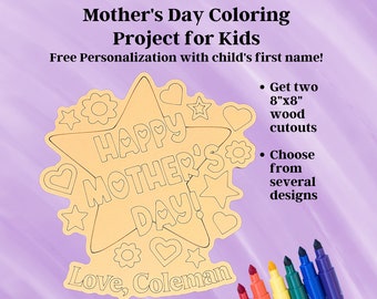 Mother's Day Gift from Kids, Personalized Mother's Day Gift, Mother's Day Coloring, DIY Coloring Project, Kids Coloring, Personalized Gift