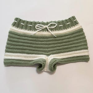 Custom Crochet Shorts with Stripe Detail (SMALL)