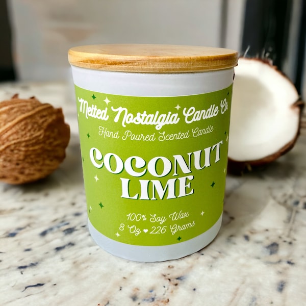 Coconut Lime Candle | Candle Gift Coconut Lime Scent Tropical Citrus Candle Coconut Lime Scent Scented Coconut Lime Candle Gifts for Women