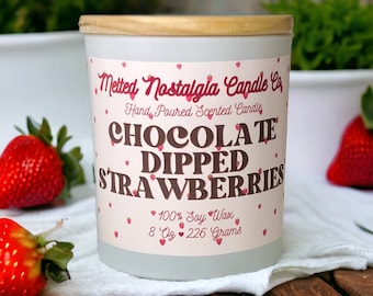 Chocolate Dipped Strawberry Candle Handmade Scented Candles Chocolate Covered Strawberry Candle Gift Strawberry Scent Cute Valentine's Day