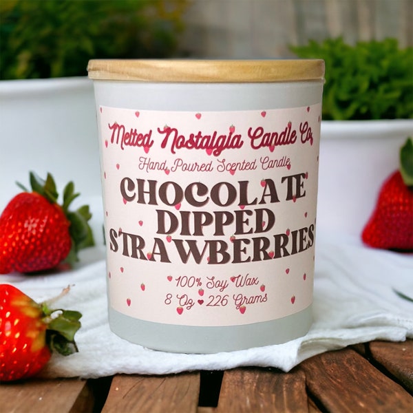 Chocolate Dipped Strawberry Candle Handmade Scented Candles Chocolate Covered Strawberry Candle Gift Strawberry Scent Cute Valentine's Day