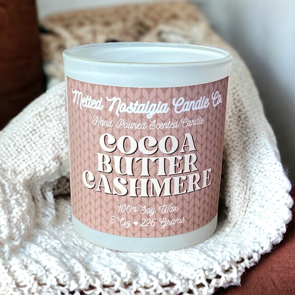 Cocoa Butter Cashmere Scented Candle Handmade Candles Cashmere Scent Gift Upscale Home Scent  100% Soy Candle Luxury Scent Gift for Her