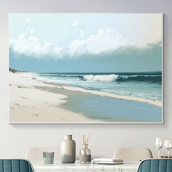 Abstract Seascape oil Painting On Canvas, Modern Beach Painting, Ocean Wall Decor, Large Textured Wall Art, Custom Living room Home Decor