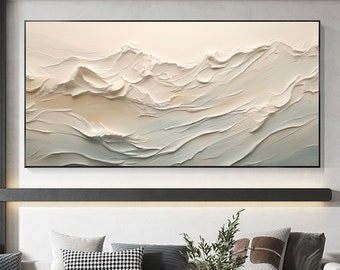 Abstrakte weiße Welle Ölgemälde auf Leinwand, originales strukturiertes Gemälde, individuelle Kunst dekor, große prägnante Wandkunst, Wohnzimmer Wanddekor