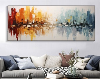 Pittura a olio colorata astratta su tela, decorazione murale moderna, grande arte murale strutturata originale, pittura regalo personalizzata, decorazione murale del soggiorno