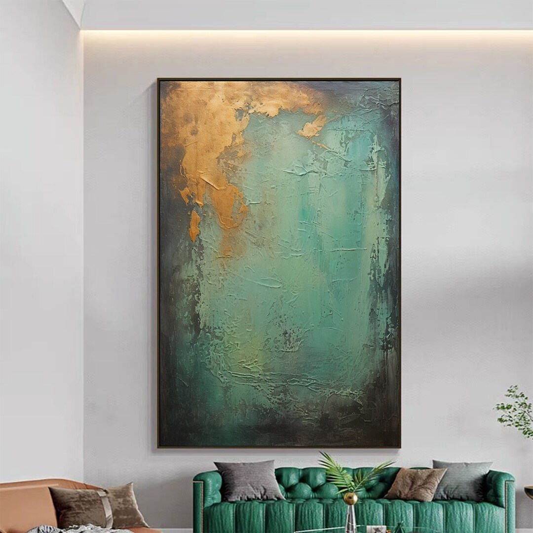 Original Abstract Green Oil Painting on Canvas Modern Concise - Etsy