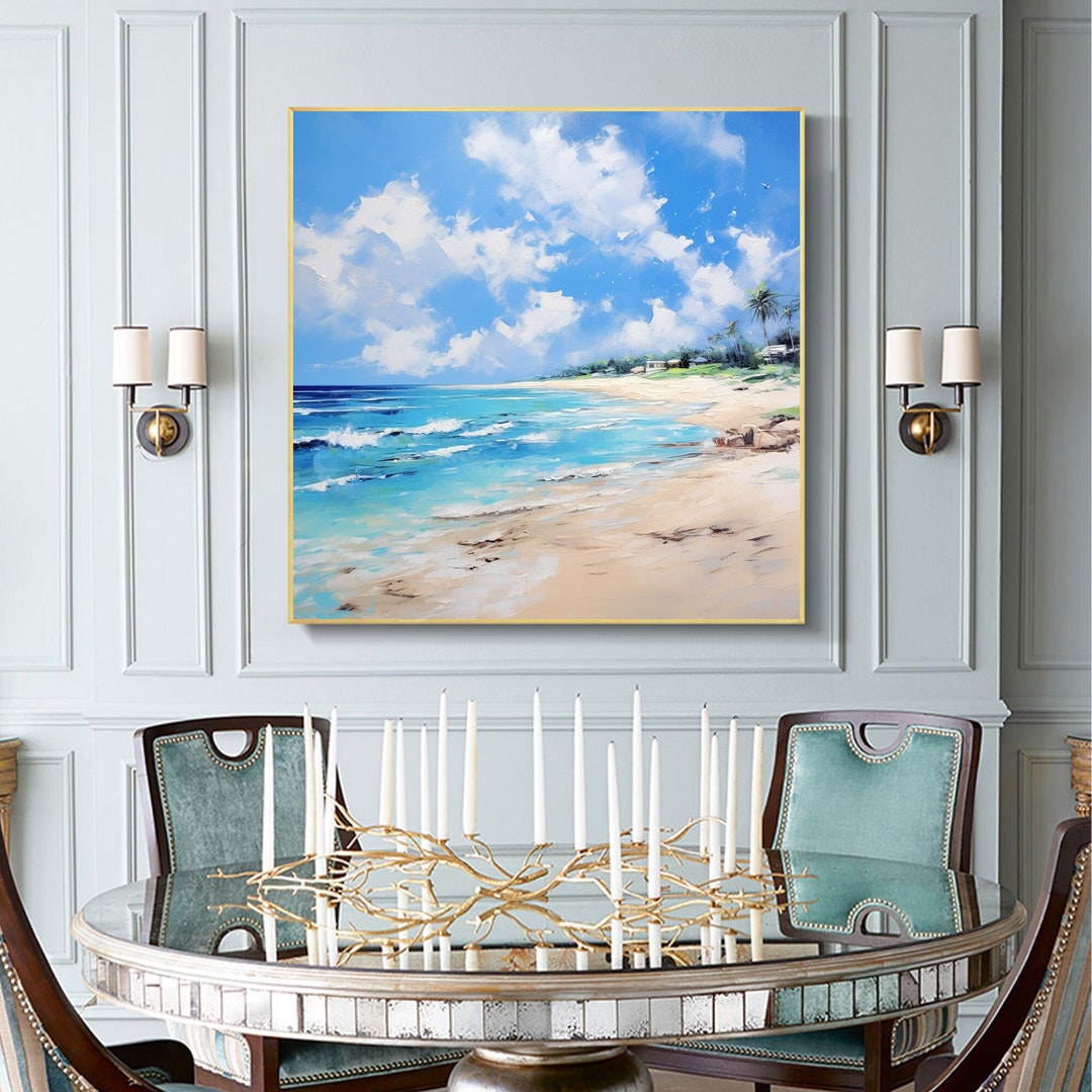 Original Seascape Oil Painting on Canvas, Large Wall Art, Abstract