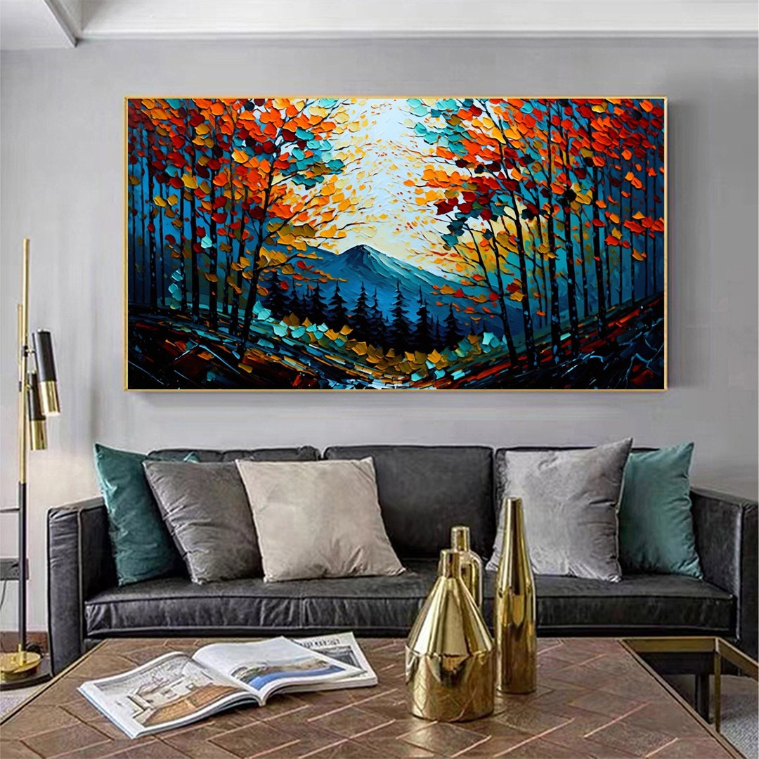 Large Original Coloful Forest Oil Painting on Canvas, Canvas Wall Art ...