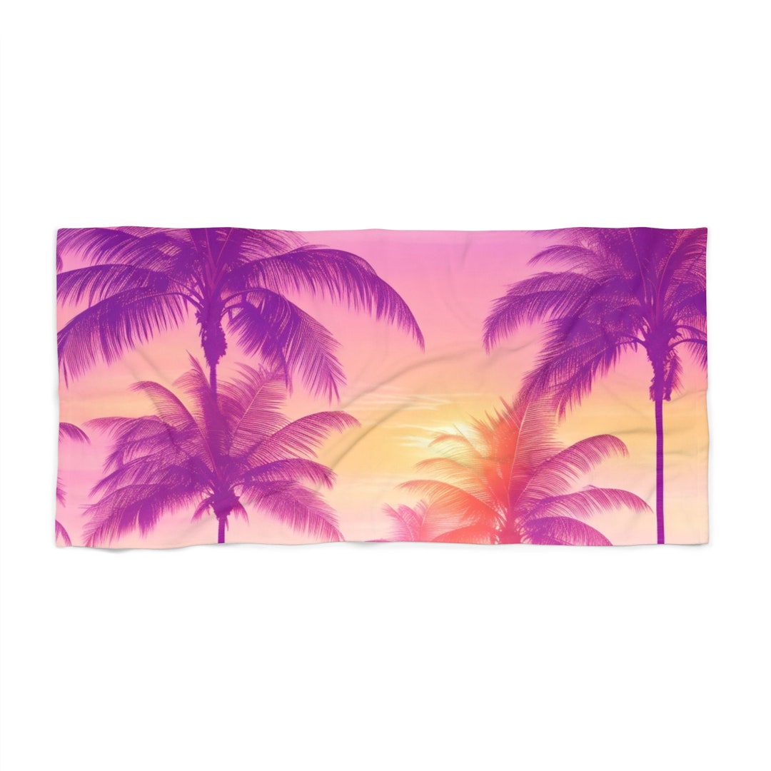 Palm Trees Beach Towel Tropical Sunset Summer Beach Towel Etsy