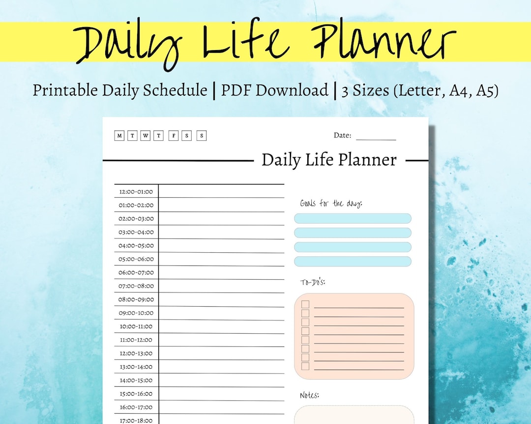 Day Planner PDF, Printable Day Planner, Daily Schedule Template, Daily ...