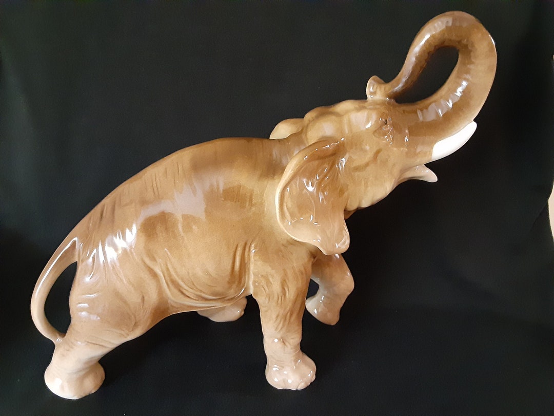 Large Ceramic Elephant Figurine Etsy
