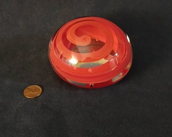 Vintage Paperweight Orange/Red Spiralling Motif