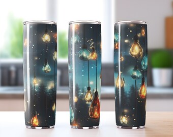 Christmas Lights Tumbler Wrap Sublimation, Seamless Design, 20 oz Skinny, Straight and Tapered Instant Digital Download, PNG