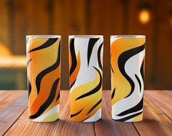 Tiger Print Tumbler Wrap Sublimation, 4 Seamless Designs, 20 oz Skinny, Digital Download, PNG Instant Download, Tiger Tumbler
