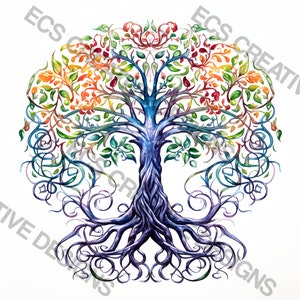 Celtic tree of life watercolor clipart bundle