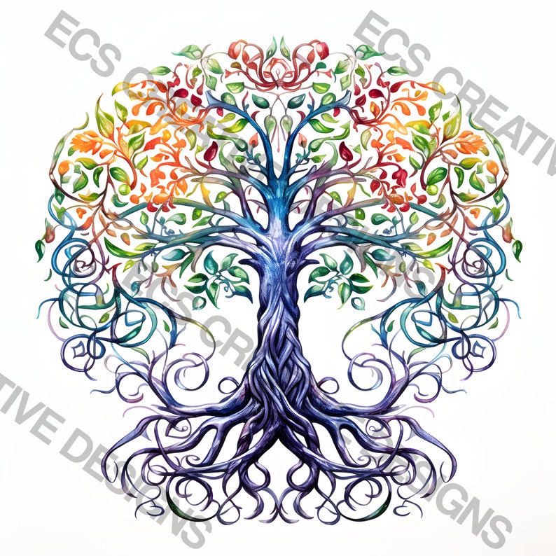 Celtic tree of life watercolor clipart bundle