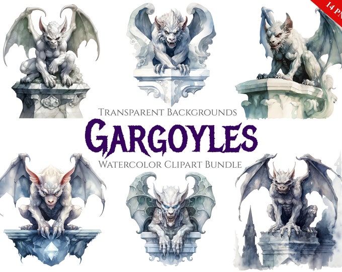 24 Gargoyle Clipart, PNG Instant Download, Commercial Use, Gothic ...
