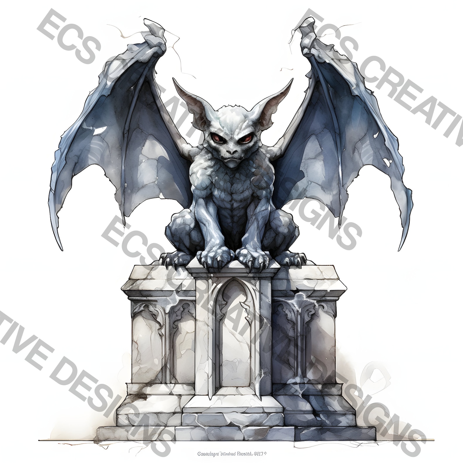 Watercolor Gargoyle Clipart, 14 PNG Gothic Gargoyle Bundle, Transparent ...