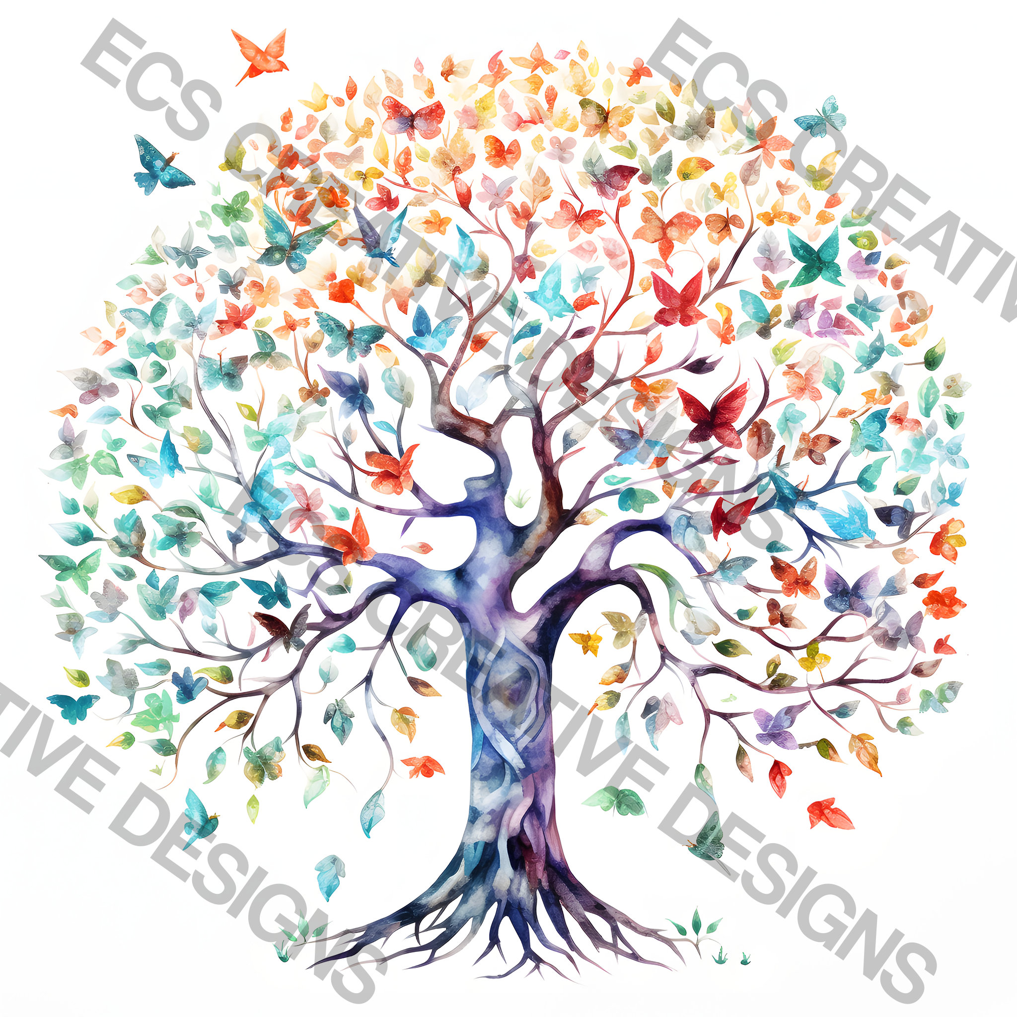 Watercolor Tree of Life Clipart Bundle, Instant Digital Download, 21 ...