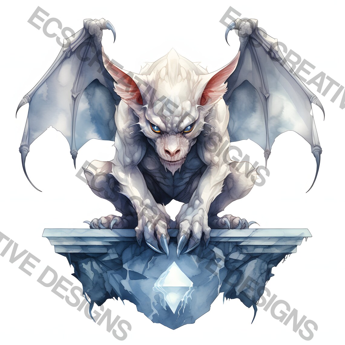 Watercolor Gargoyle Clipart, 14 PNG Gothic Gargoyle Bundle, Transparent ...