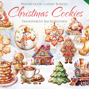 Weihnachtsplätzchen Aquarell Clipart Bundle, sofortiger digitaler Download, 31 hochwertige Weihnachten PNG-Dateien für die kommerzielle Nutzung