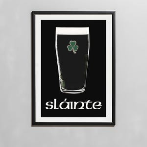 Slainte Wall Art, Printable Irish Wall Art, Retro fun Irish Drinking Poster, Funky Home Decor, Irish Gift, Traditional Toast, Cheers Print