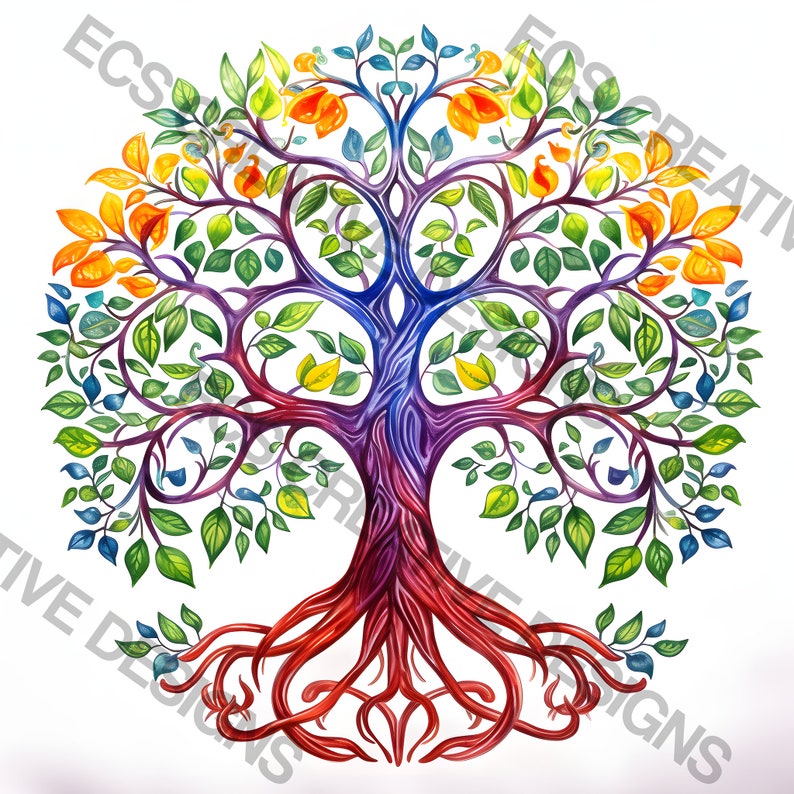 Celtic tree of life watercolor clipart bundle