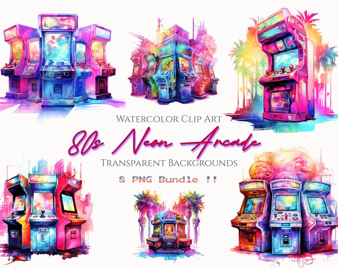 Retro Game Arcade Clipart, Nostalgia Arcade Clipart Set: Classic Games ...