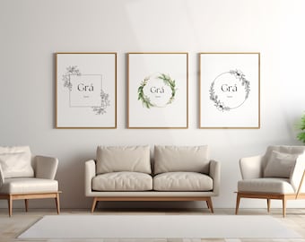 Grá Irish Prints, 3 designs included, Love Poster, Irish Wall Decor, Gra Love Definition, Gaeilige Gift , Gaelic Wall Art, Celtic Printable